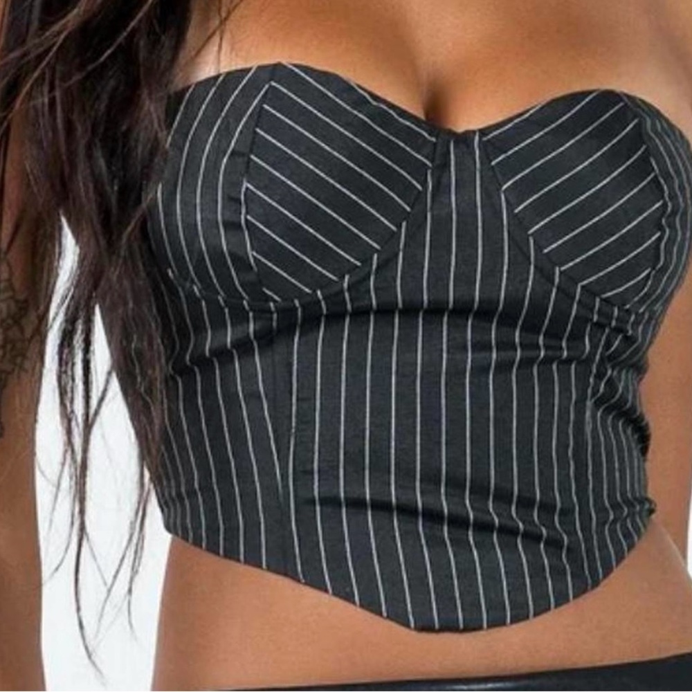 Princess Polly black stripe corset top in size 4